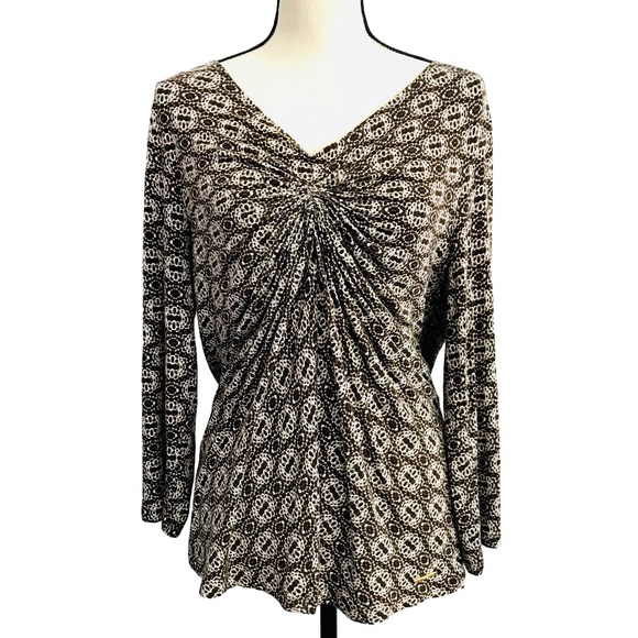 MICHAEL Michael Kors Tops - MK Michael Kors Brown Print Long Sleeve Top